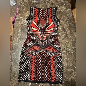 Geometric Patterned Dress - Black and Red